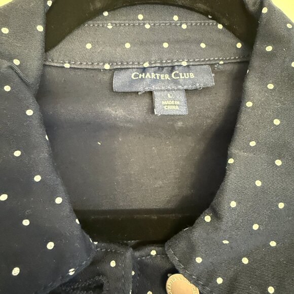Charter Club Navy with White Polka Dot Jacket (Size: L) - Picture 2 of 3